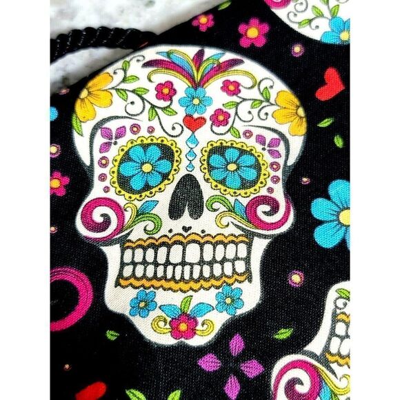 Crossbody Bag‎ Steampunk Colorful Skulls Mardi Gras Small 8 x 6 Single Pocket - Picture 10 of 10
